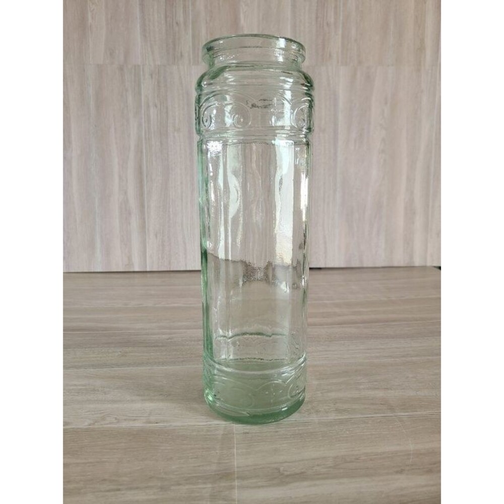 Vintage Green Hoosier Style Embossed Glass Pantry Jar Farmhouse 11.25" Canister
